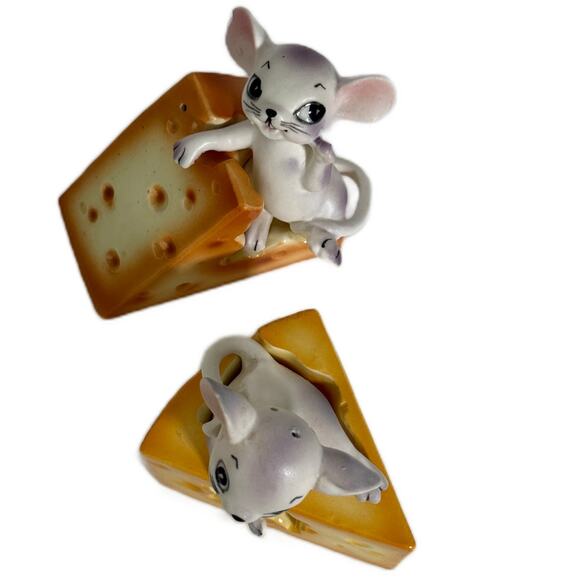 Vintage 2 Sets Salt & Pepper Shakers Mouse & Swiss Cheese Japan Kitschy - Picture 9 of 9